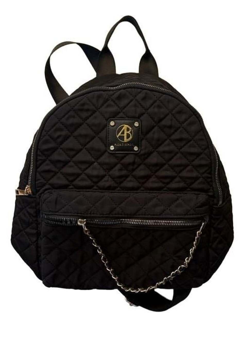 Alexis Bendel Black Quilted Nylon Backpack With Chain Accent